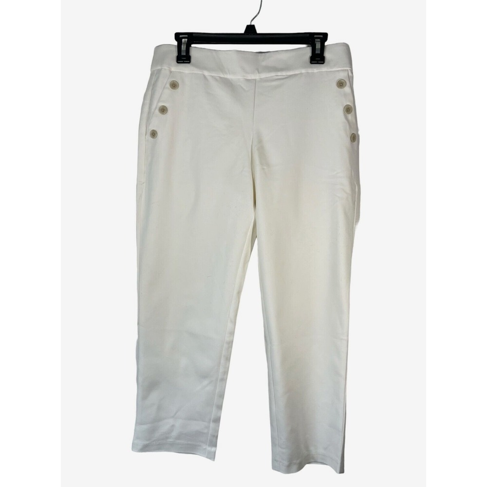 CJ Banks NWT Women's Ankle Carpi Pants Ivory 10 Petite Sig Slimming Retail 59.95